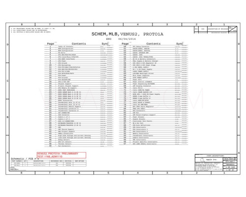 APPLE MACBOOK 15″ A1398 VENUS2 PROTO1A 820-00426 051-00388 SCHEMATIC